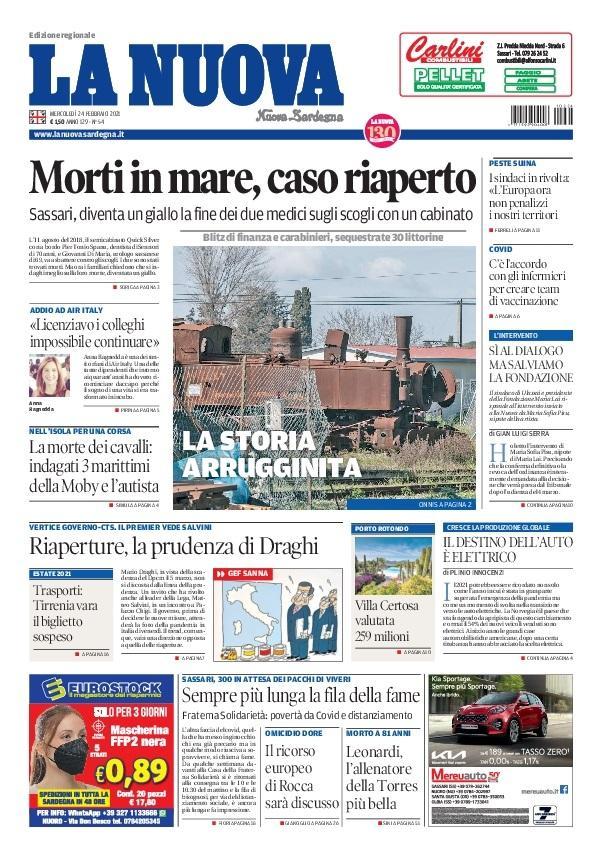La Nuova Sardegna - Prima Pagina - 24 febbraio 2021