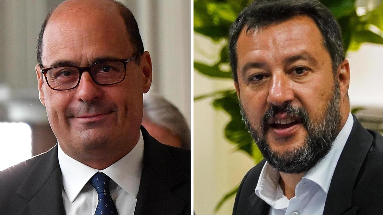Zingaretti (Pd) e Salvini (Lega)