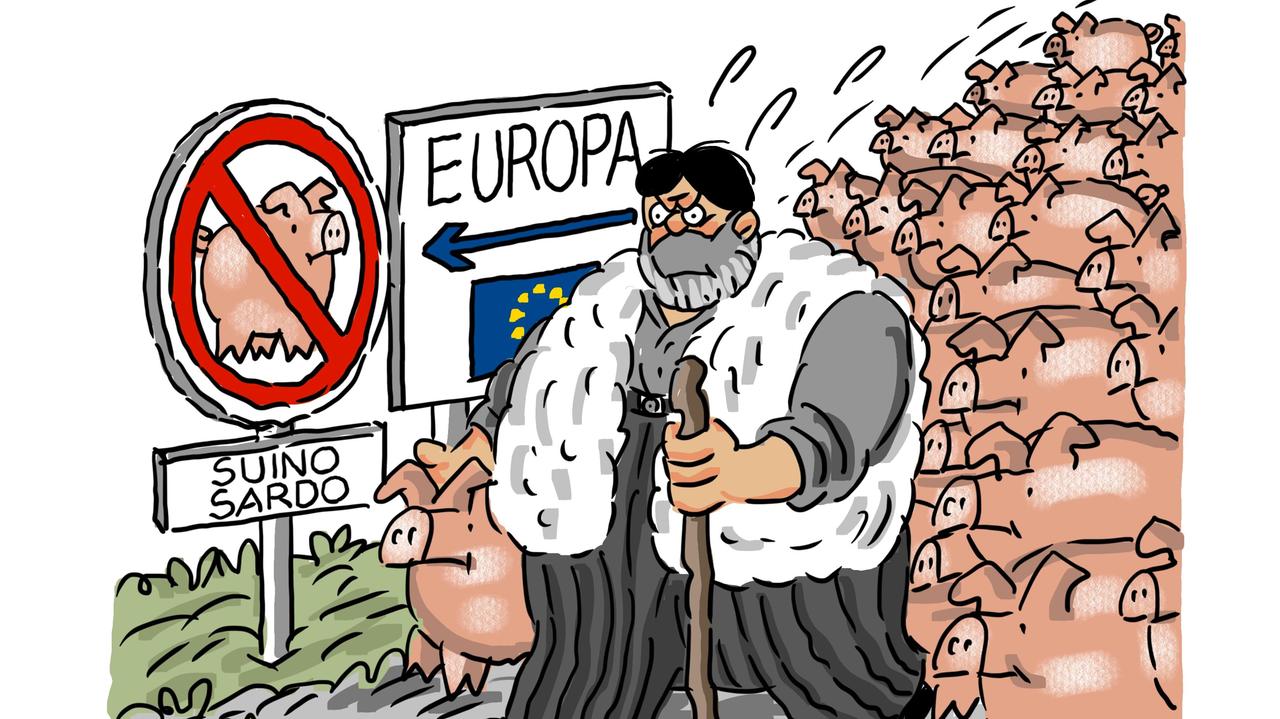 La vignetta di Gef, Solinas: "Sbloccare la commercializzazione dei suini"