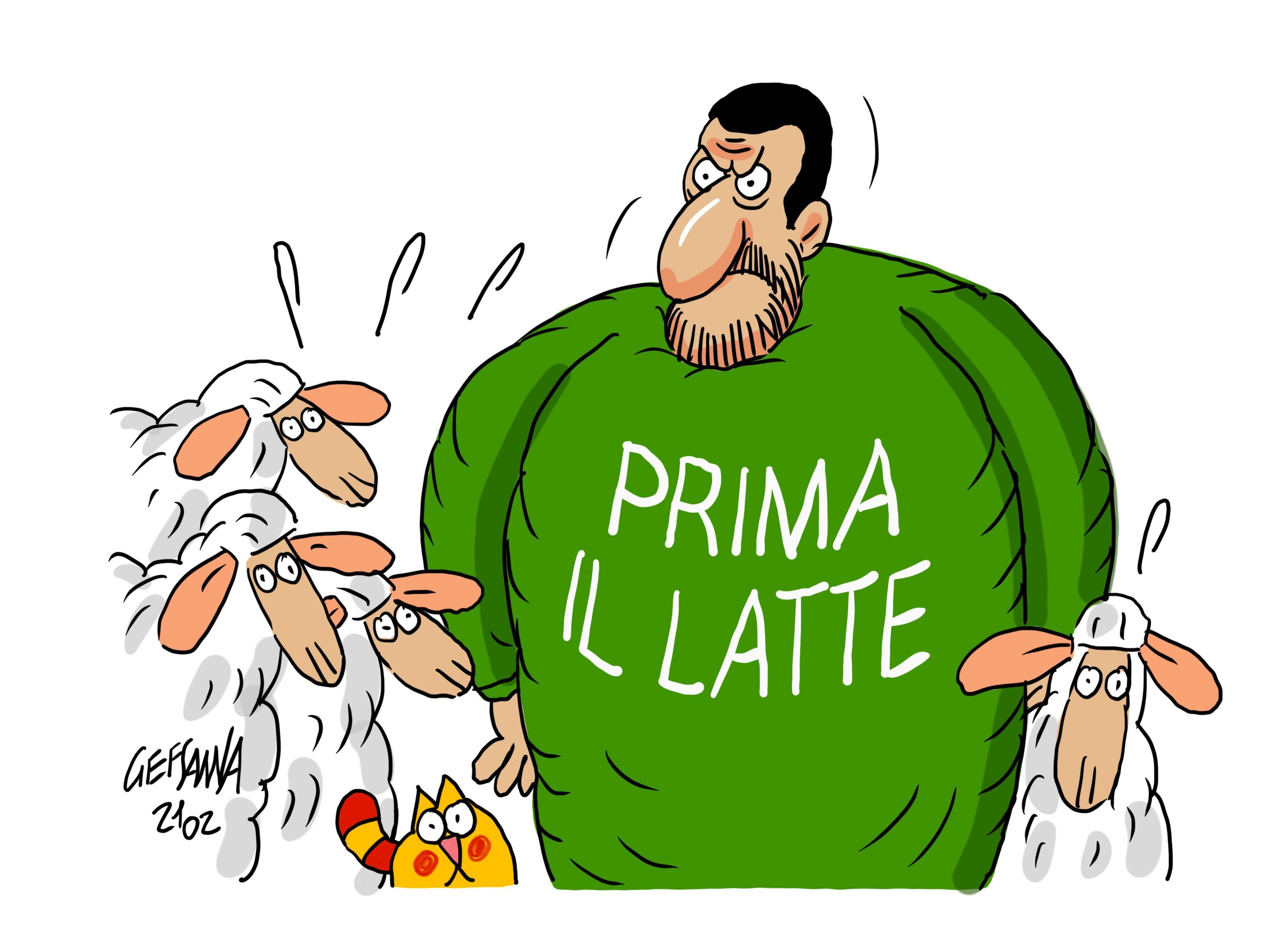 La vignetta di Gef: Salvini in Sardegna, che fare su vaccini, Recovery fund e vertenza latte 
