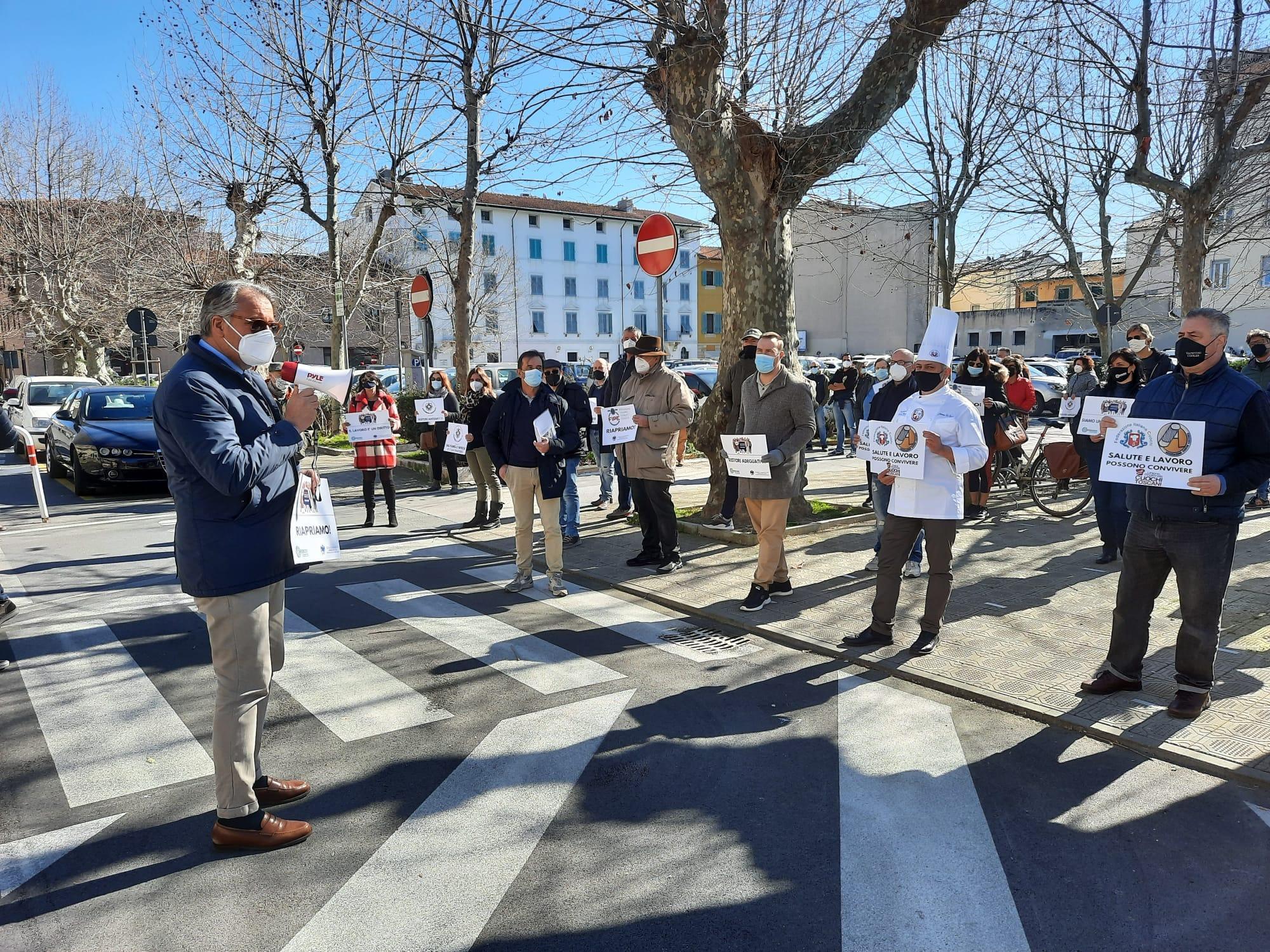 La manifestazione dei ristoratori