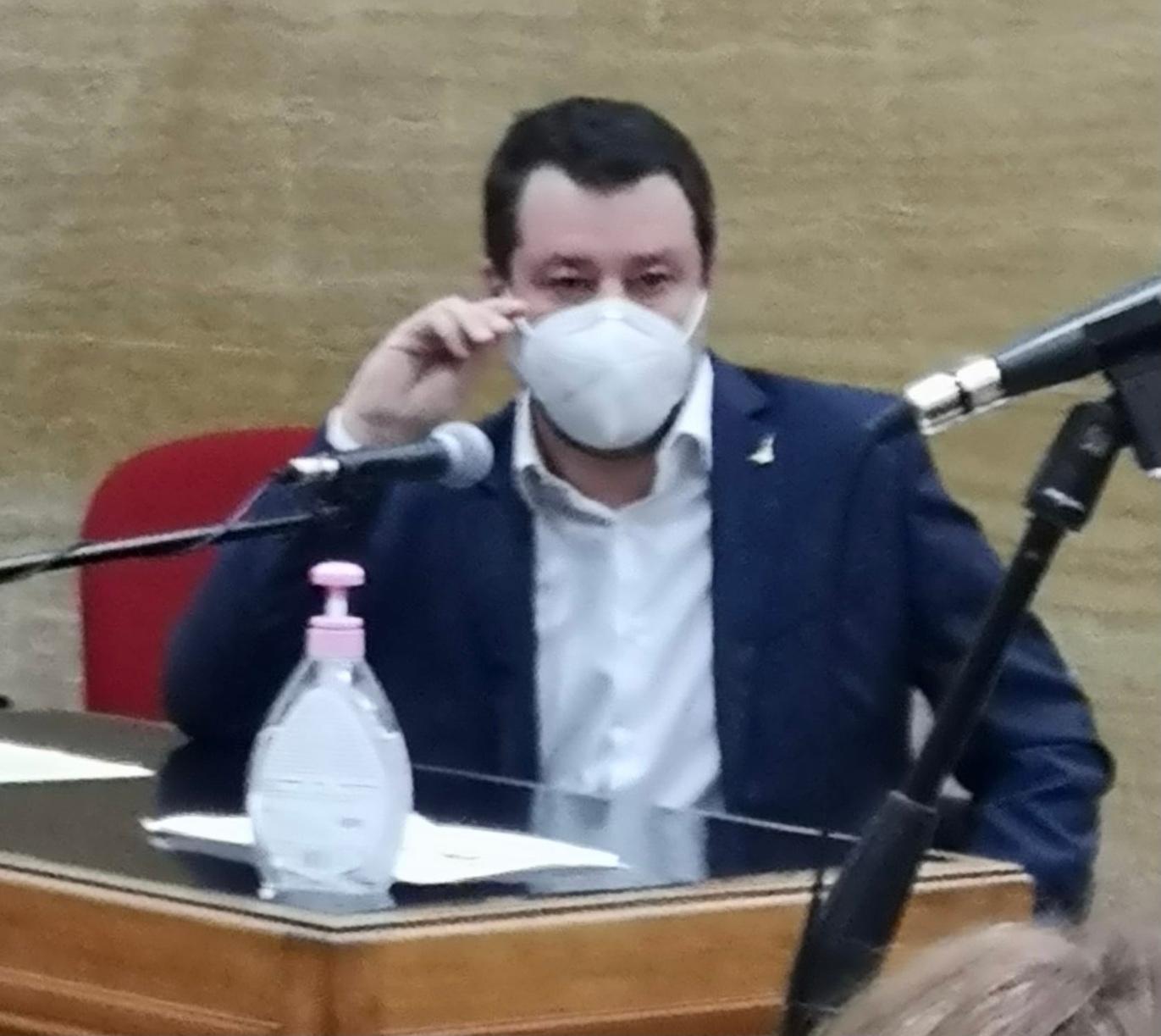 Salvini in Tribunale a Cagliari (foto Mario Rosas)