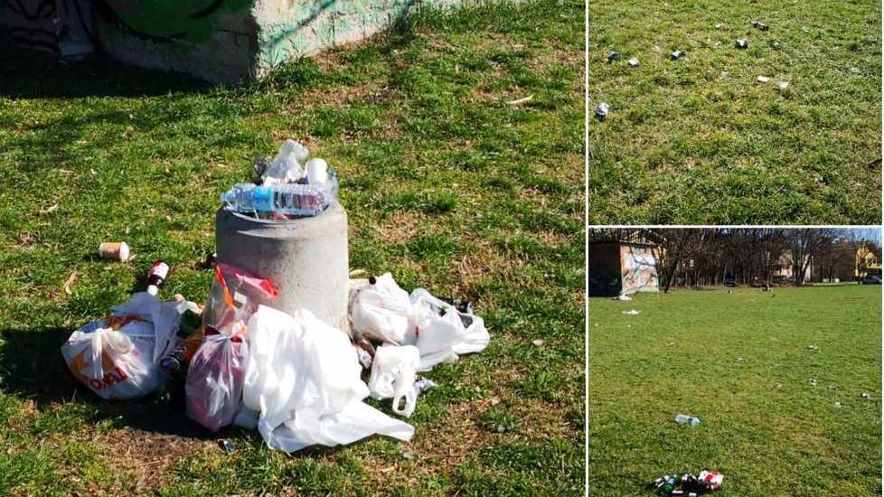Assembramenti e rifiuti al parco delle Caprette