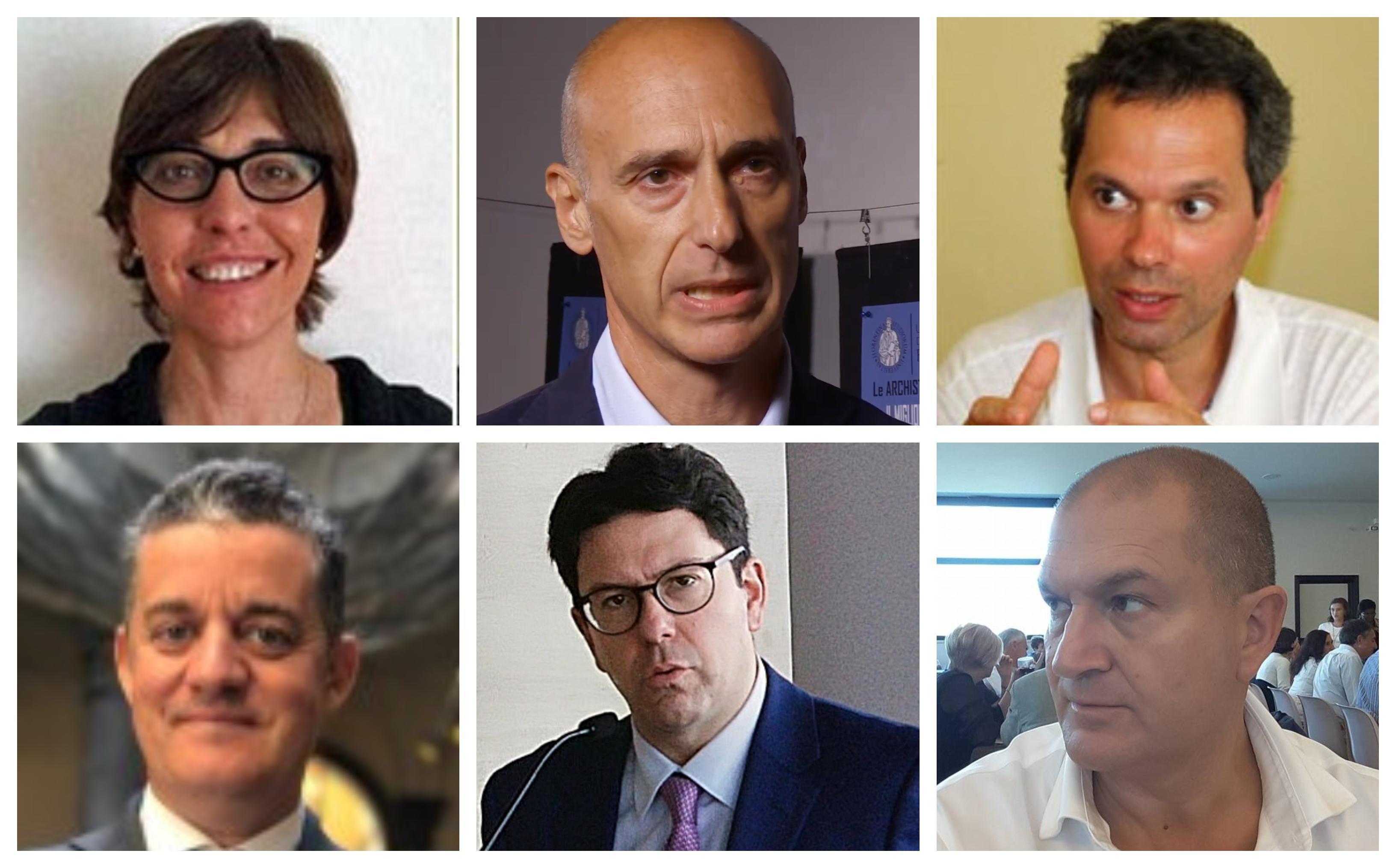 Da sinistra in alto: Elena Pianea, Michele Mazzoni, Giovanni Massini, Paolo Pantuliano, Giovanni Palumbo e Gianluca Vannuccini