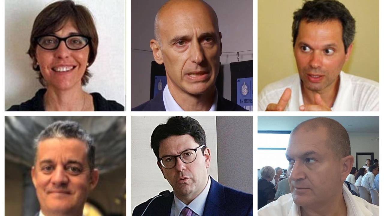 Da sinistra in alto: Elena Pianea, Michele Mazzoni, Giovanni Massini, Paolo Pantuliano, Giovanni Palumbo e Gianluca Vannuccini