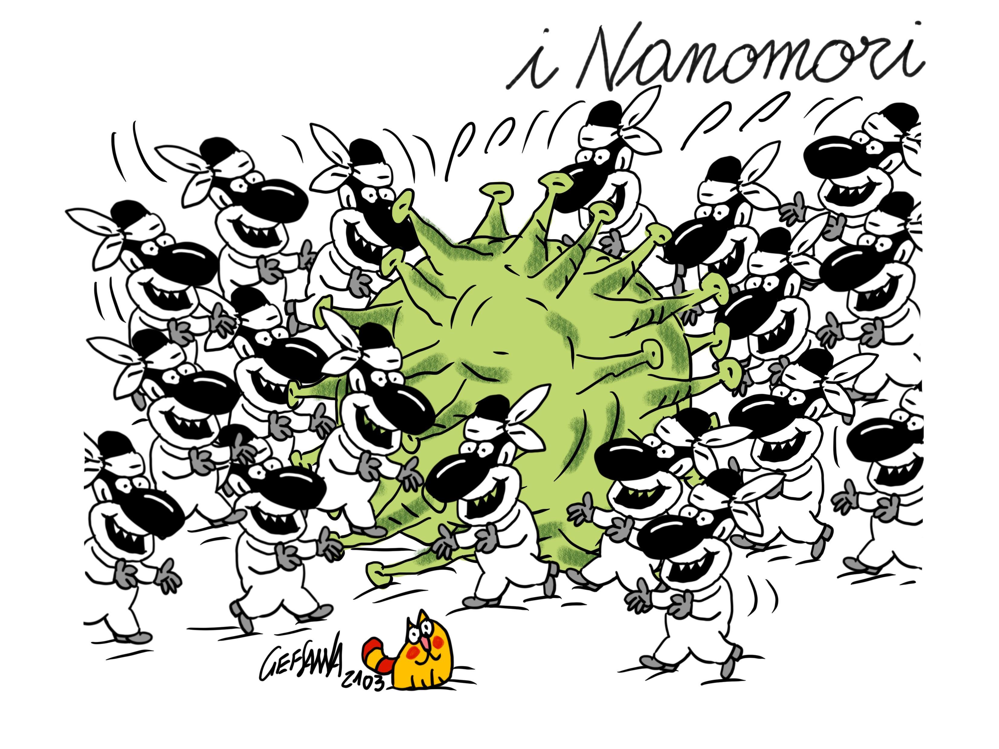 La vignetta di Gef: nanoparticelle made in Sassari per combattere il coronavirus