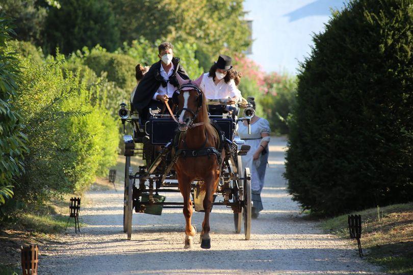 Pietro Osenga sulla sua carrozza