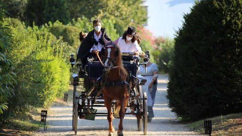 Pietro Osenga sulla sua carrozza