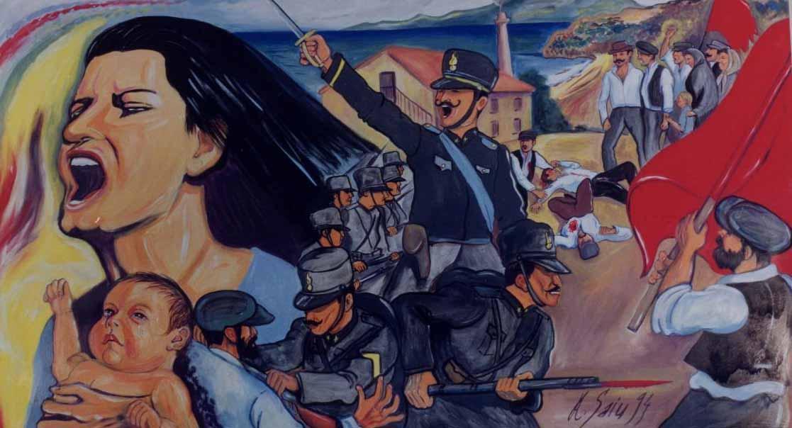 L'eccidio di Buggerru in un dipinto di Antonio Saiu