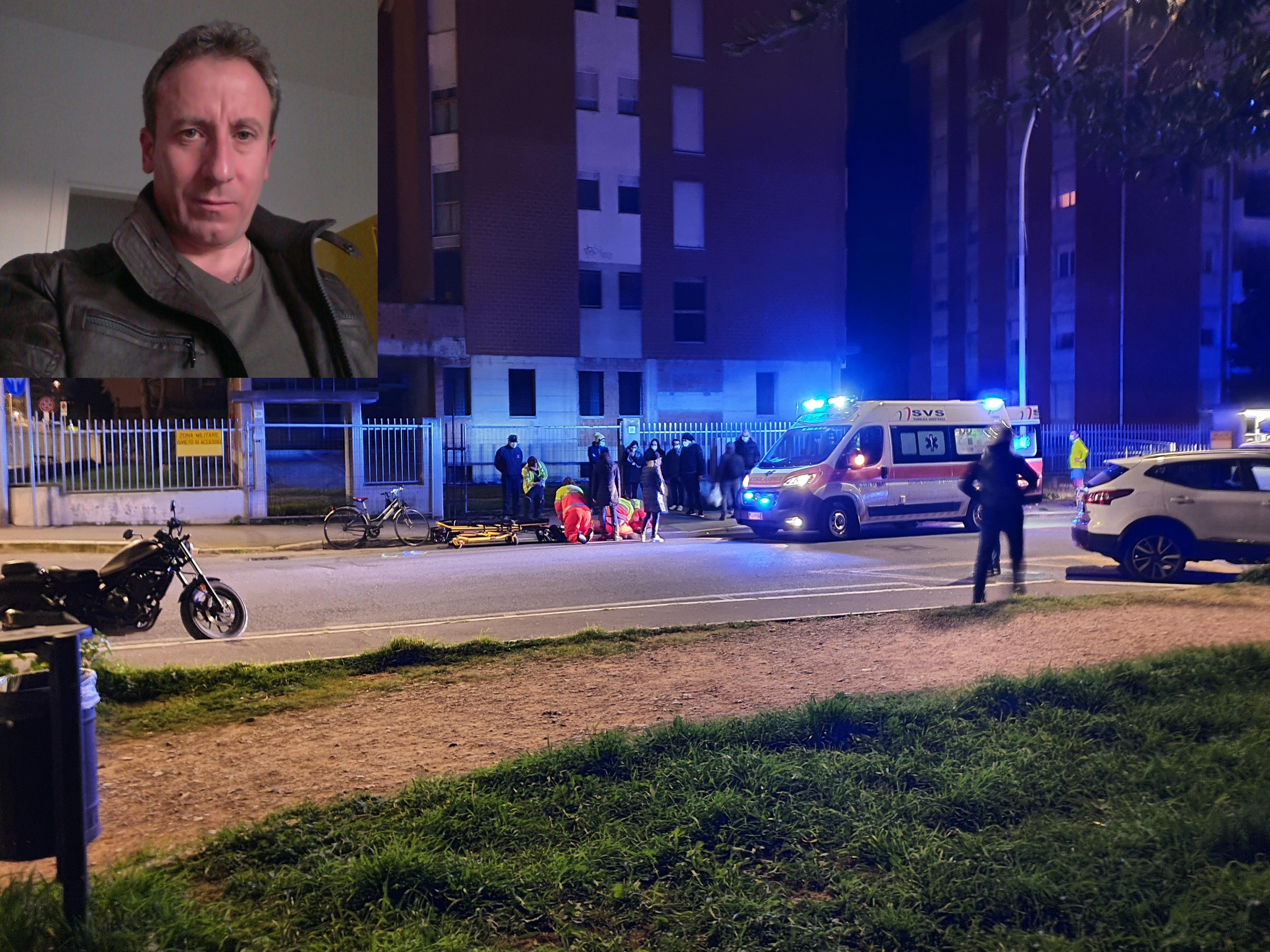 I soccorsi della Svs di via San Giovani e, in alto a sinistra, la vittima