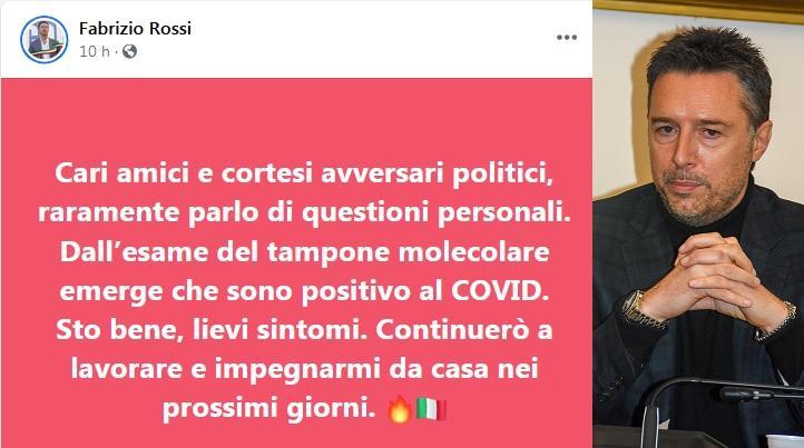 L'assessore Rossi positivo al Covid