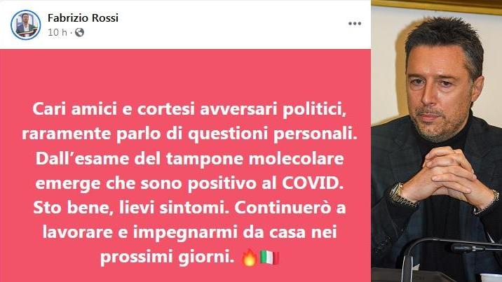 L'assessore Rossi positivo al Covid