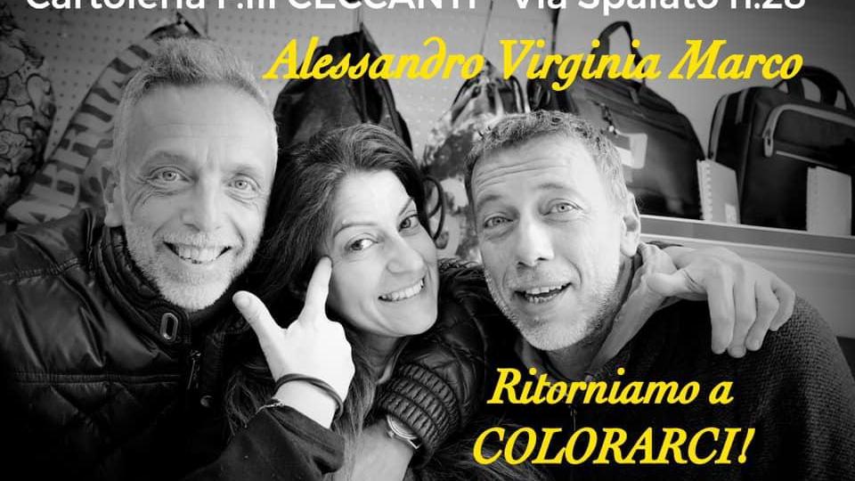 Il sorriso di Alessandro Virginia Marco cartoleria fratelli Ceccanti #UnCoroperPiombino (foto Deborah Cortopassi)