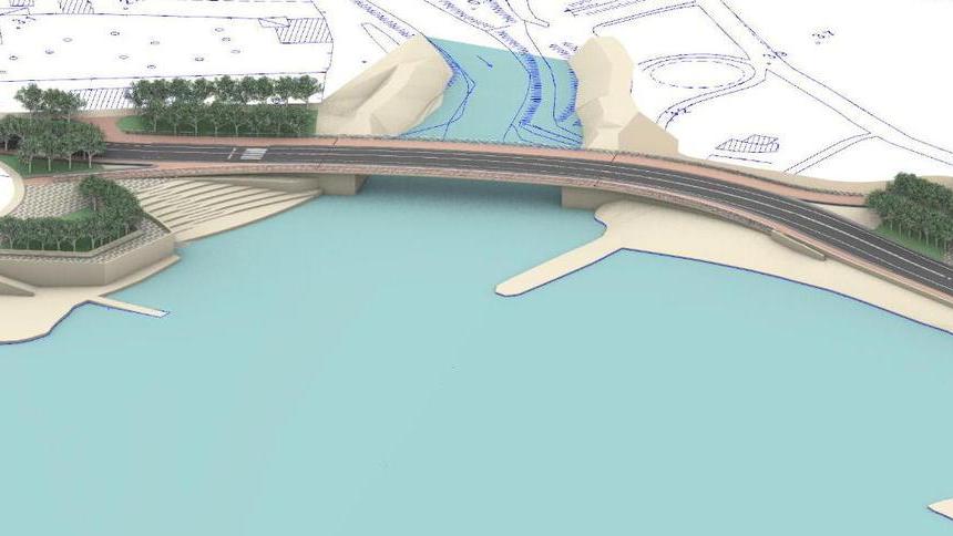 Il nuovo progetto: la parte finanziata è quella che riguarda il ponte, la scalinata e le piazzette sono invece a caccia di finanziamenti
