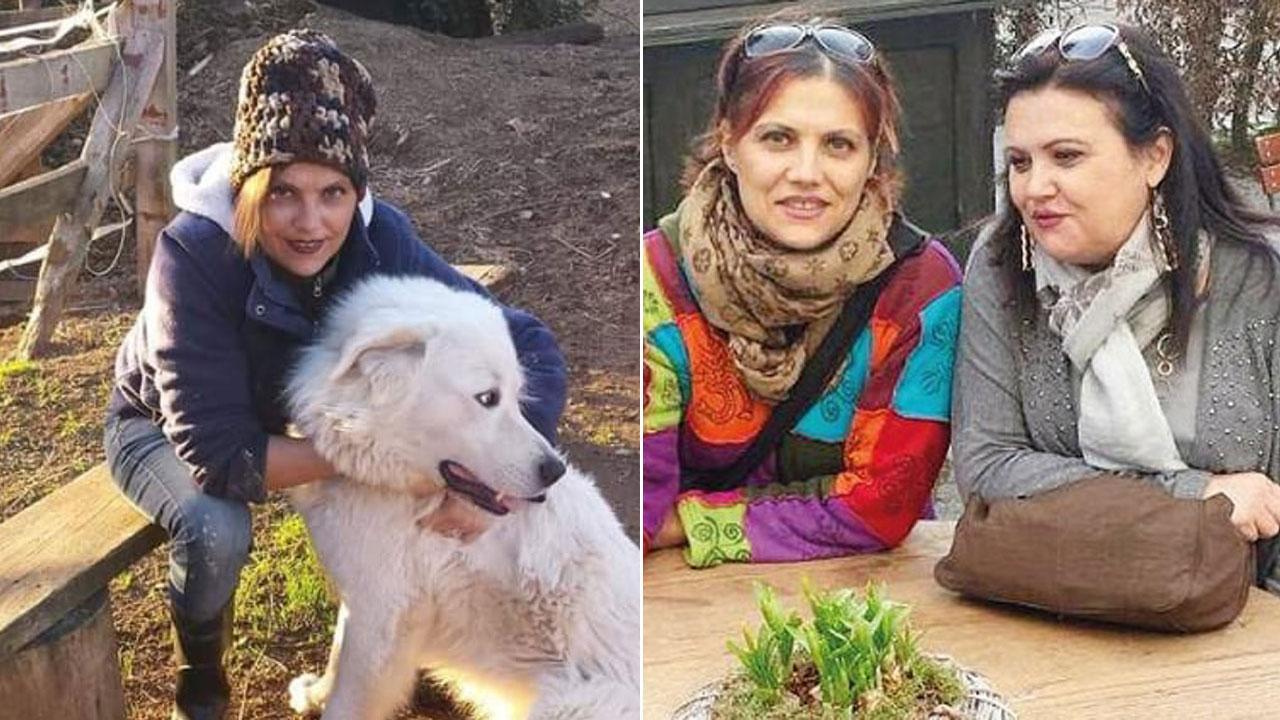 Nella foto a sinistra Itria Manca con un cane, a destra con la sorella Giulia