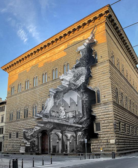 La “ferita” di JR a Palazzo Strozzi simbolo della cultura negata dal virus 