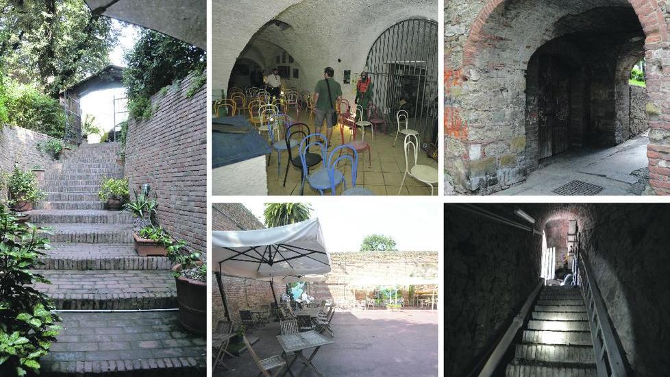 Sopra, l’ex Buca di San Lorenzo; dall’alto in senso orario, l’ex Club subacqueo, le troniere del cinghialino e l’ex Club alpino (Molino a vento)