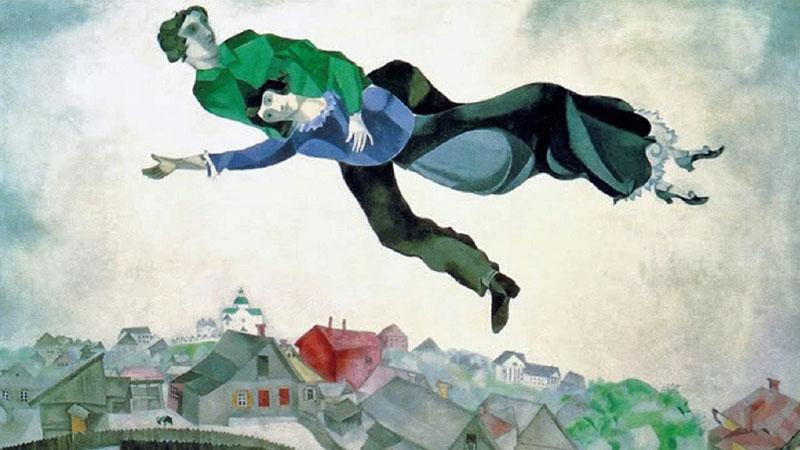 L’immagine Marc Chagall, “sulla cittÀ” (1918), Galleria Tretyakov, Mosca (particolare)