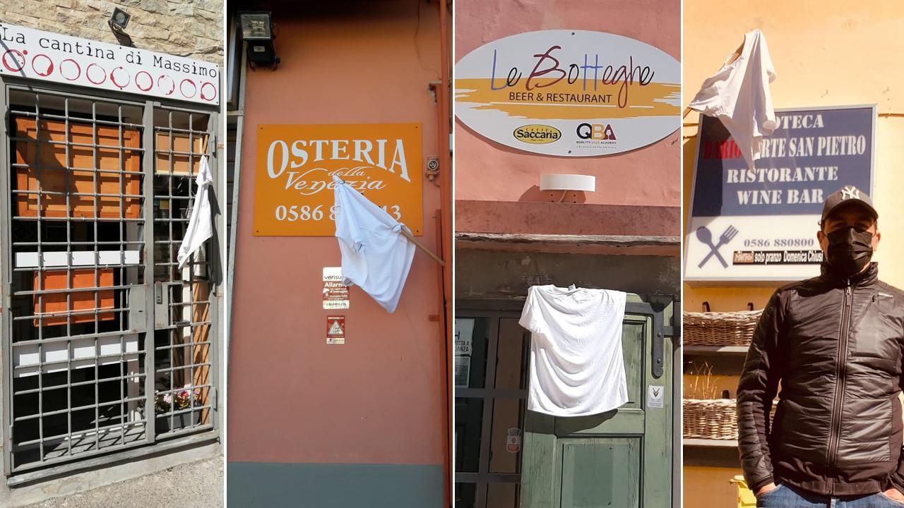 I ristoranti di Livorno in segno di resa: magliette bianche fuori dei locali per protesta 