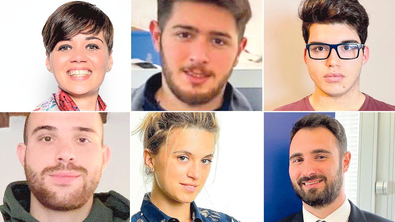 Da sinistra in alto: Marika Bonaventura, Silverio Tammaro, Luca Interlici, Edoardo Rossi, Sofia Rossi e l'imprenditore di Elettromar, Andrea Fratoni