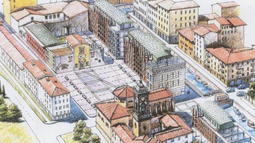 Il progetto, poi cancellato, di edificazione in piazza del Luogo Pio che ha innescato la permuta tra Comune Consabit