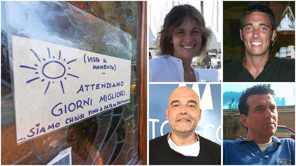 Un cartello che avvisa della chiusura appeso all’esterno di un ristorante, Daniela Gamberucci, Stefano Valori, Gianluca Bellini e Giacomo Buono