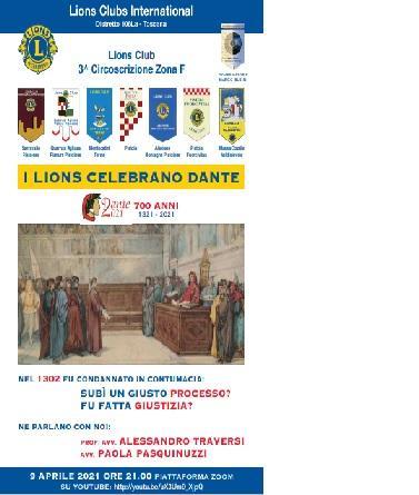 La locandina del Lions per l'iniziativa su Dante