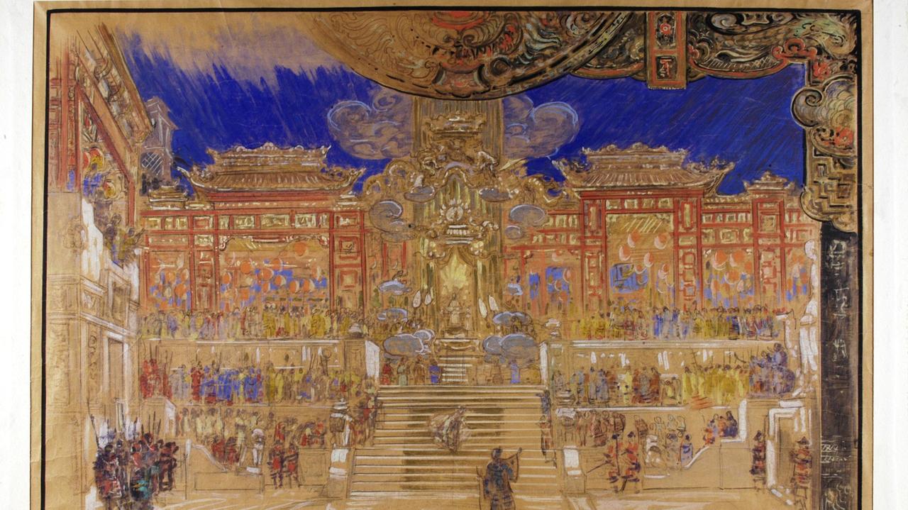 Il piazzale della reggia nella "Turandot" originale di Giacomo Puccini