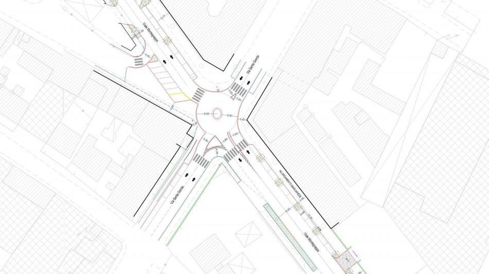 Il progetto della rotatoria tra viale Montegrappa e via Santa Gonda