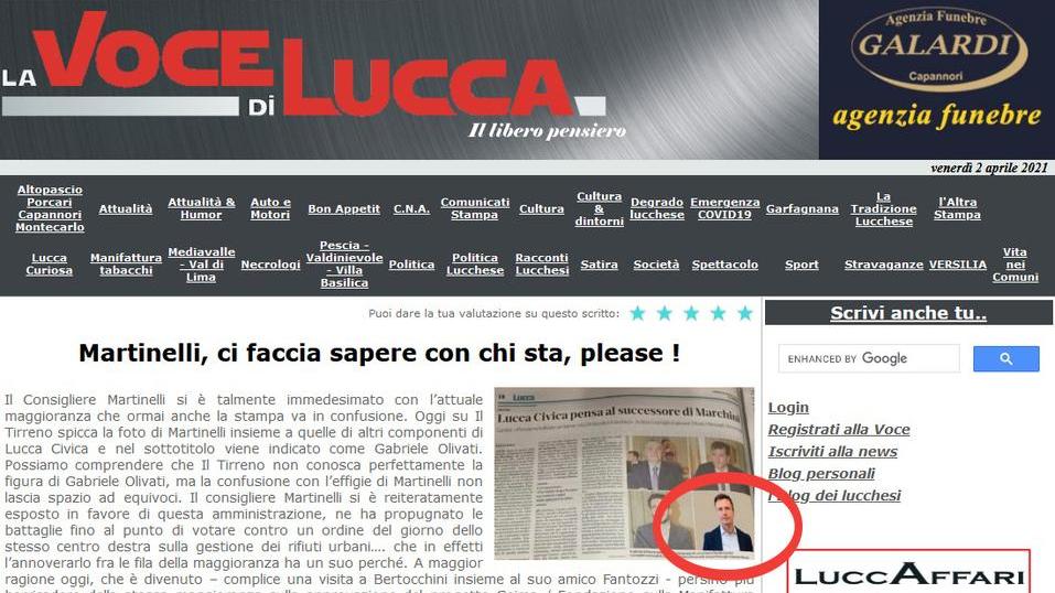 Articolo pubblicato dal Tirreno manipolato da un sito lucchese