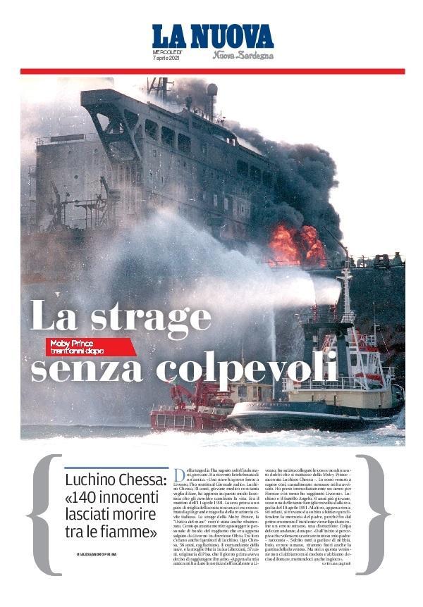 La Nuova Sardegna - Prima Pagina - 7 aprile 2021