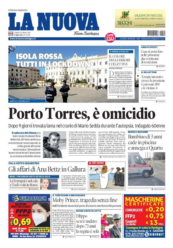 La Nuova Sardegna - Prima Pagina - 10 aprile 2021