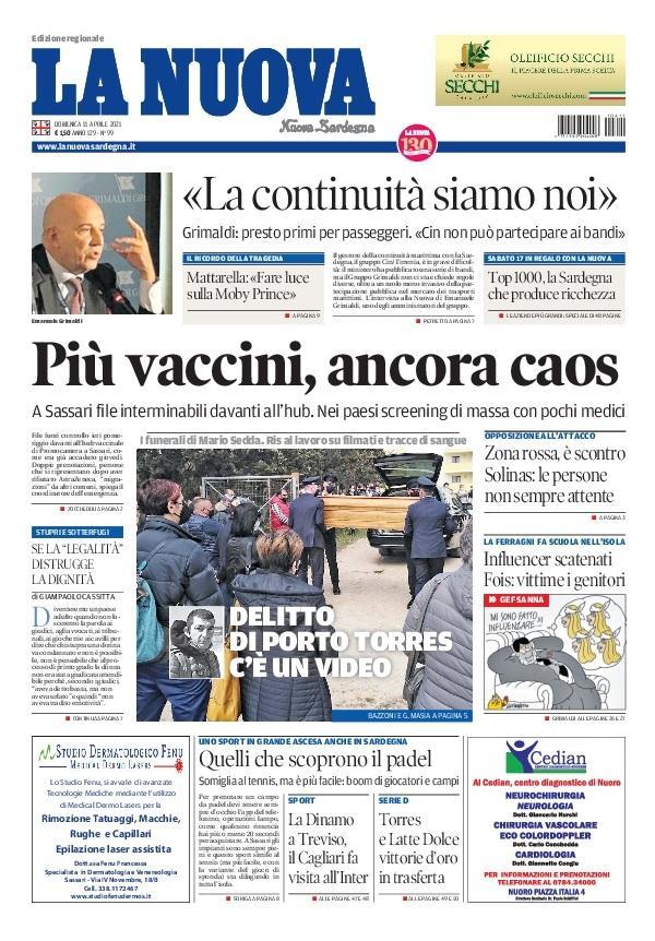 La Nuova Sardegna - Prima Pagina - 11 aprile 2021