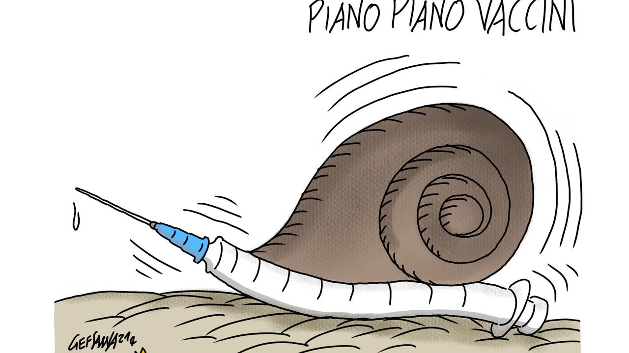 La vignetta di Gef: piano vaccini Covid, in Sardegna il passo è ancora lento
