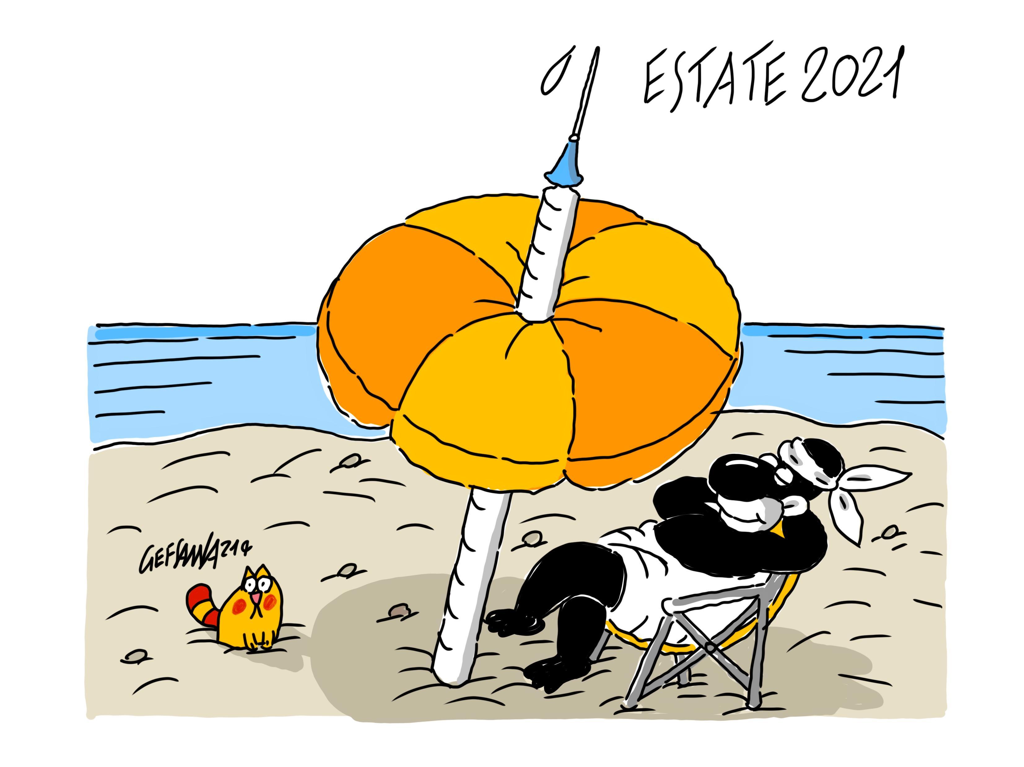 La vignetta di Gef: dalla campagna vaccinale dipende l'estate 2021 in Sardegna