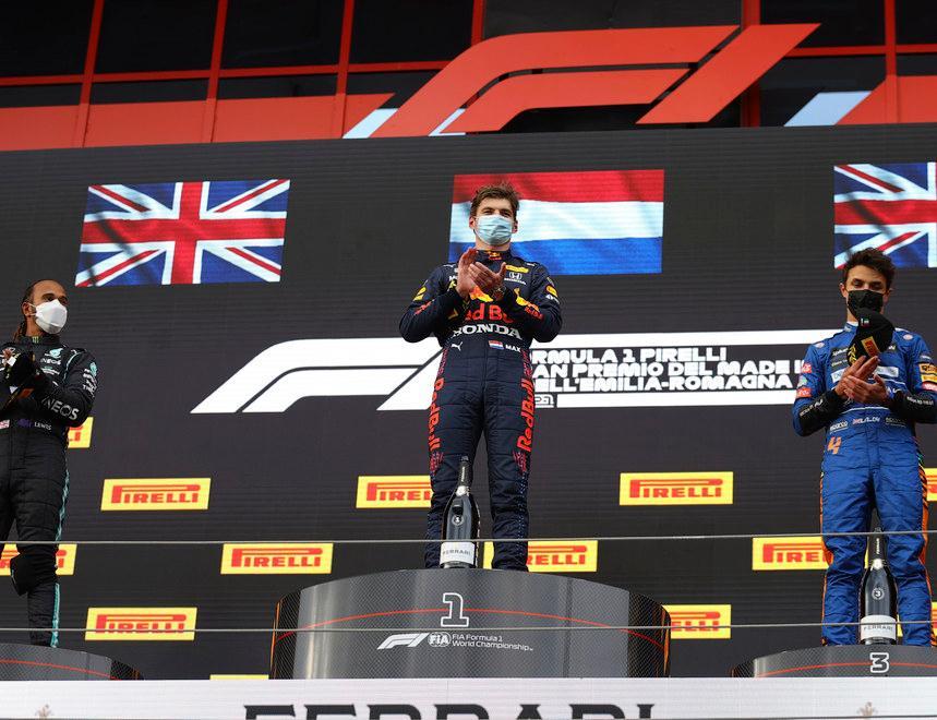 Il podio del Gran premio dell’Emilia Romagna