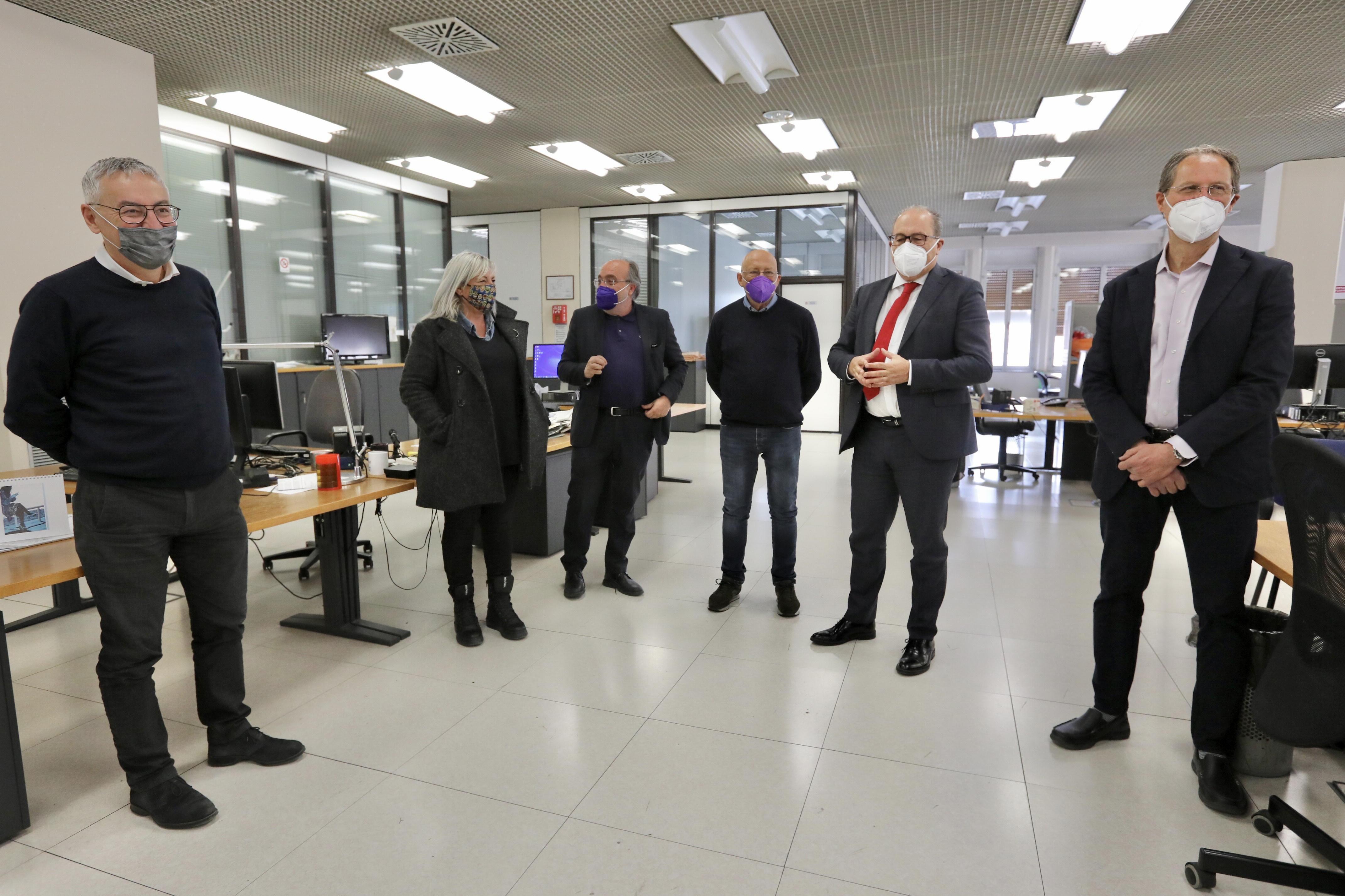 La visita al giornale dei rappresentanti di Federazione nazionale della Stampa, Assostampa Toscana e Ordine dei giornalisti della Toscana (foto Marzi)
