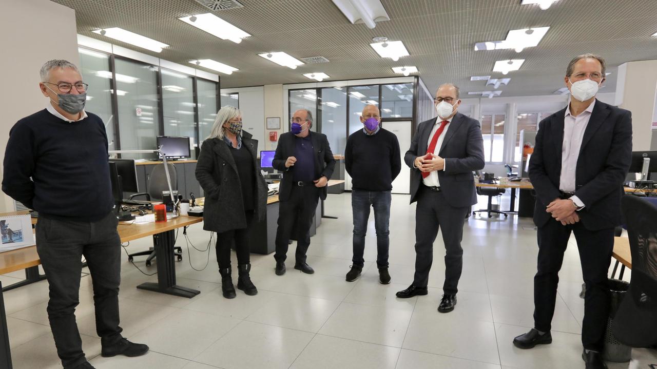 La visita al giornale dei rappresentanti di Federazione nazionale della Stampa, Assostampa Toscana e Ordine dei giornalisti della Toscana (foto Marzi)
