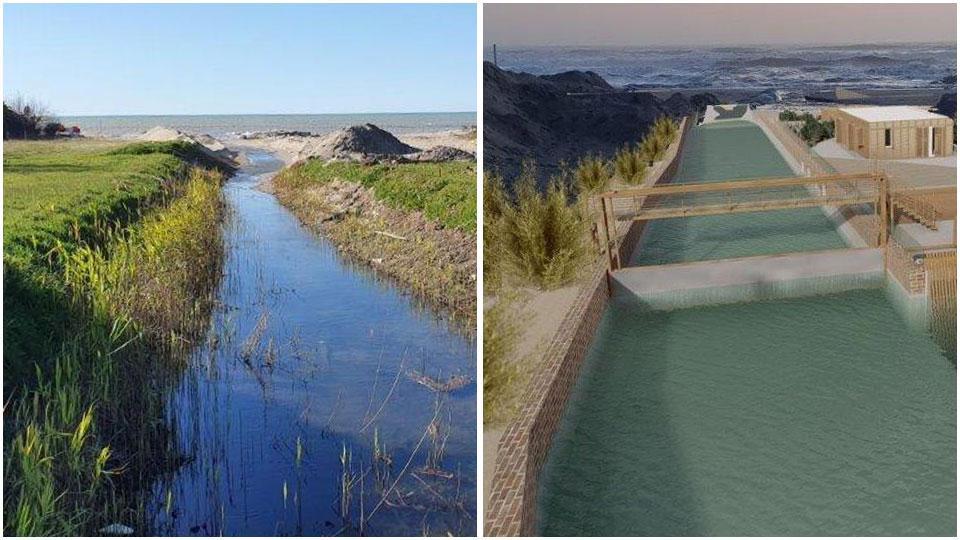 come si presenta il canale oggi e il rendering allegato al progetto per l’idrovora