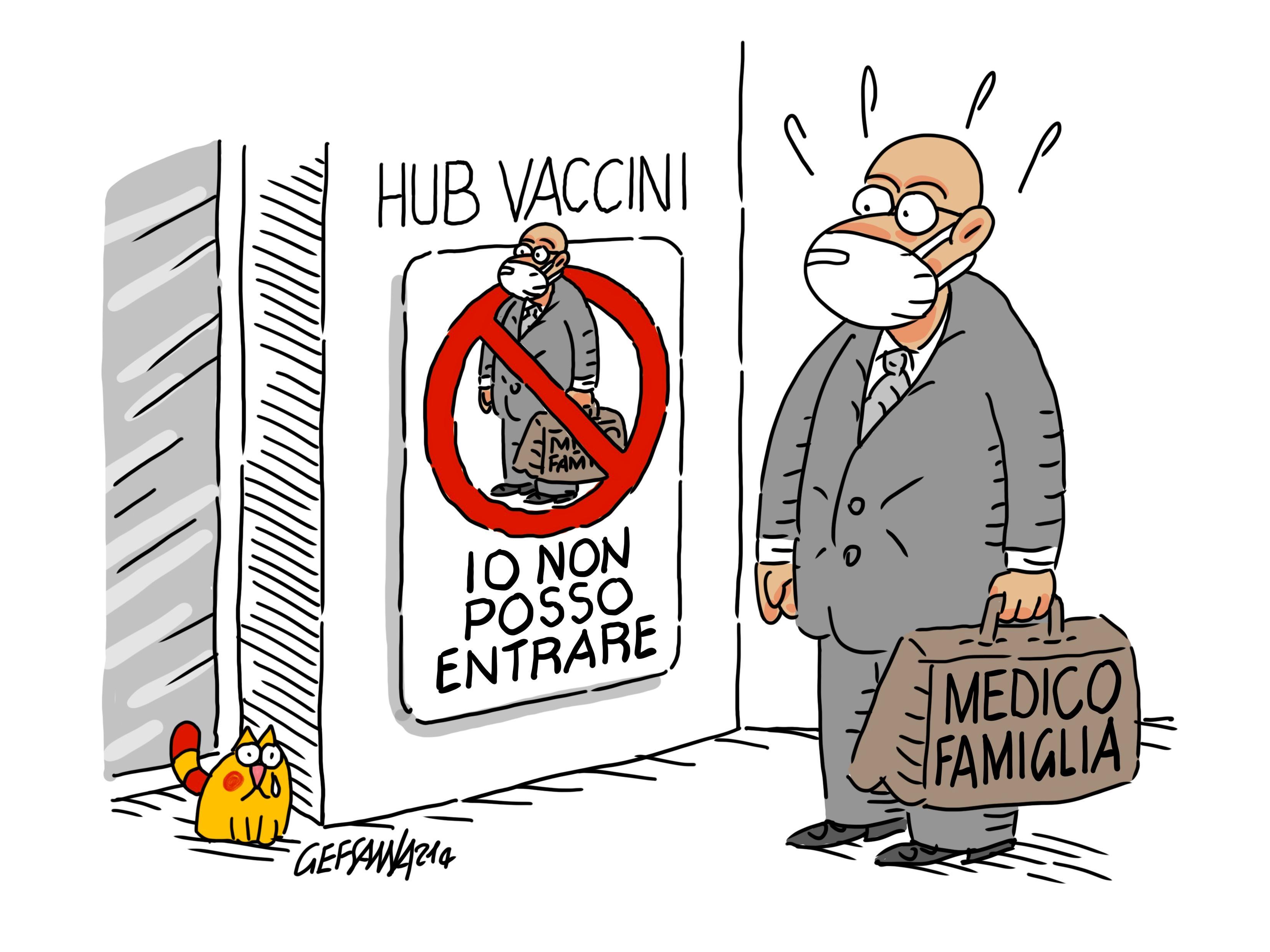 La vignetta di Gef: medici di famiglia e vaccini: dateci spazio