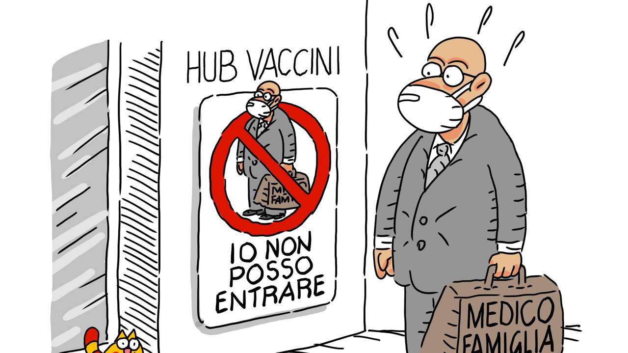 La vignetta di Gef: medici di famiglia e vaccini: dateci spazio