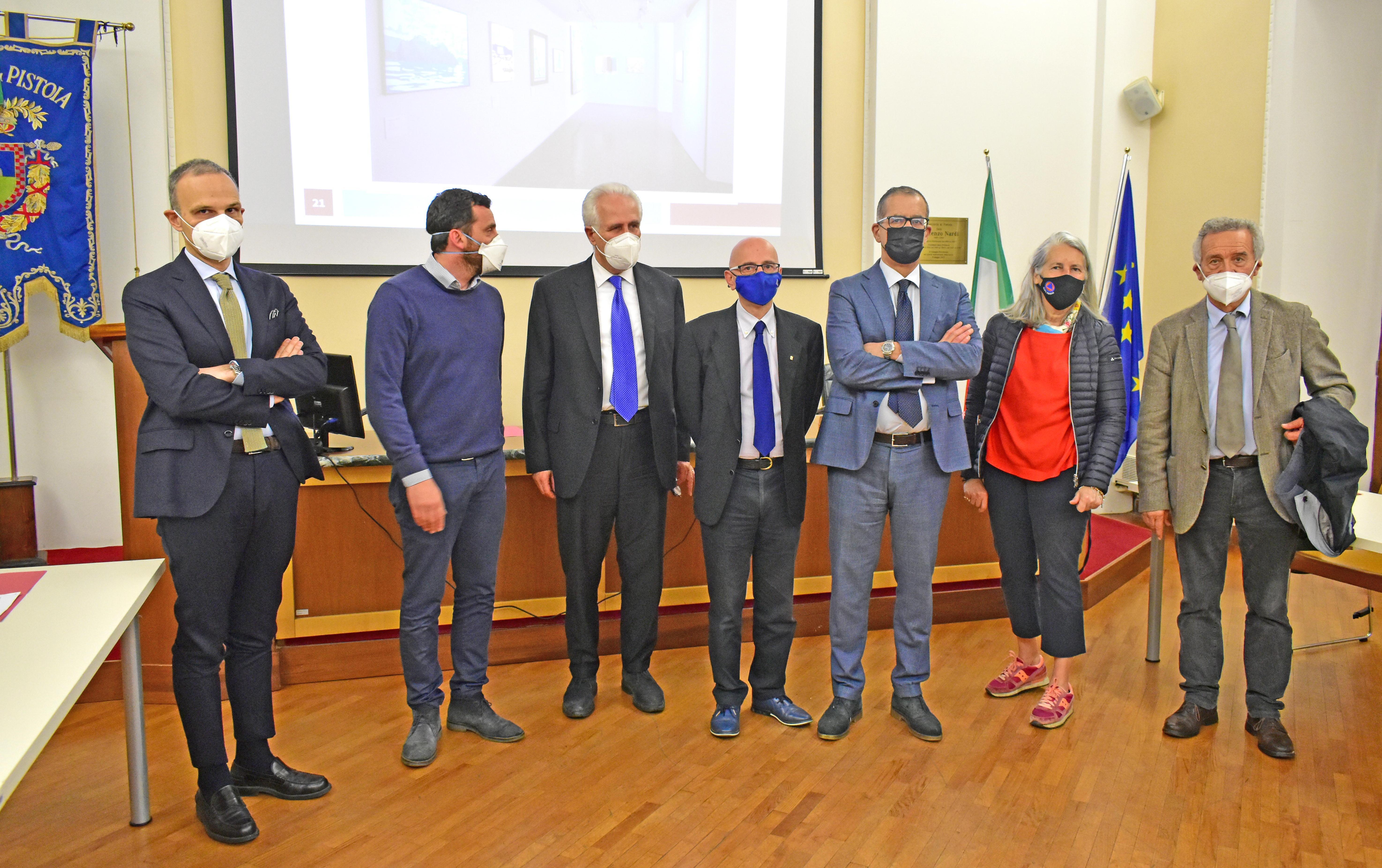 Foto di gruppo alla conferenza stampa per annunciare la nascita del Sistema museale (foto Gori)