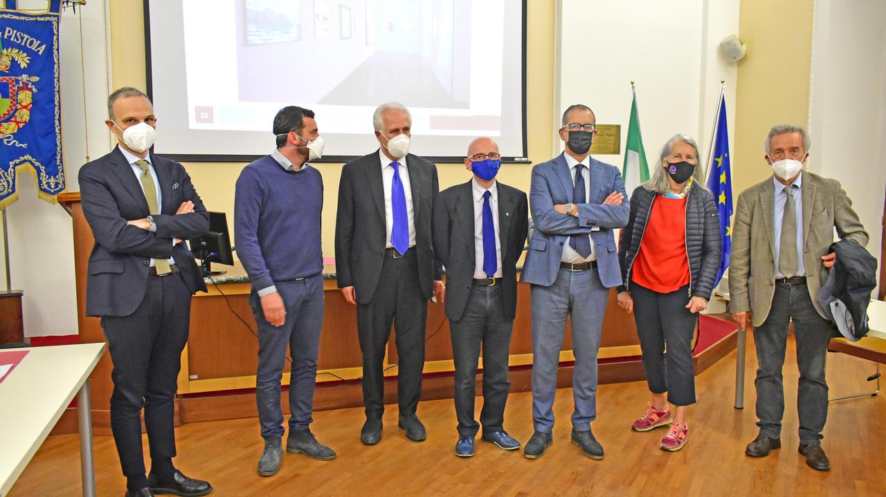 Foto di gruppo alla conferenza stampa per annunciare la nascita del Sistema museale (foto Gori)