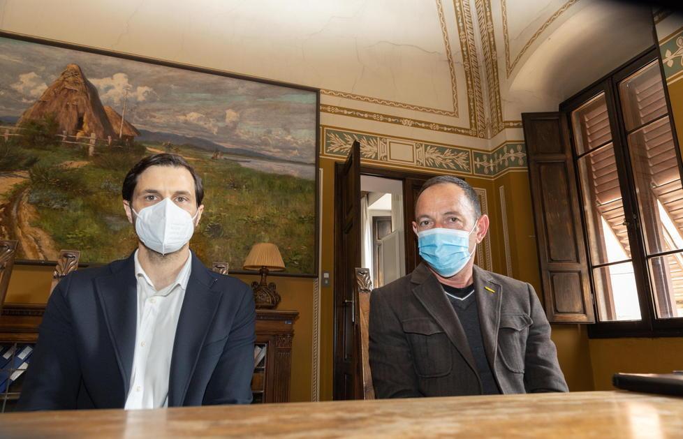 Da sinistra il fisioterapista Luca Barni e Alessandro Calzolari della Technogym (Foto Nucci)