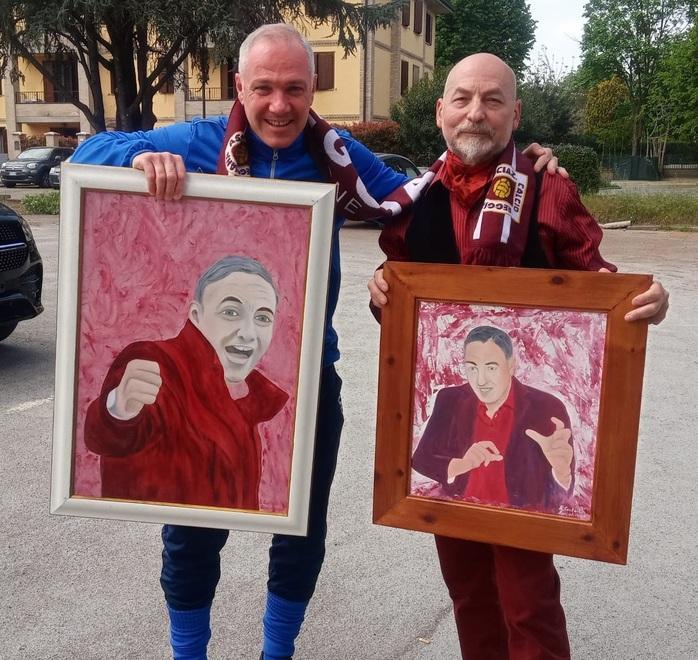 Il pittore-tifoso “Lucciolo” testimonia la sua vicinanza con due ritratti di Alvini