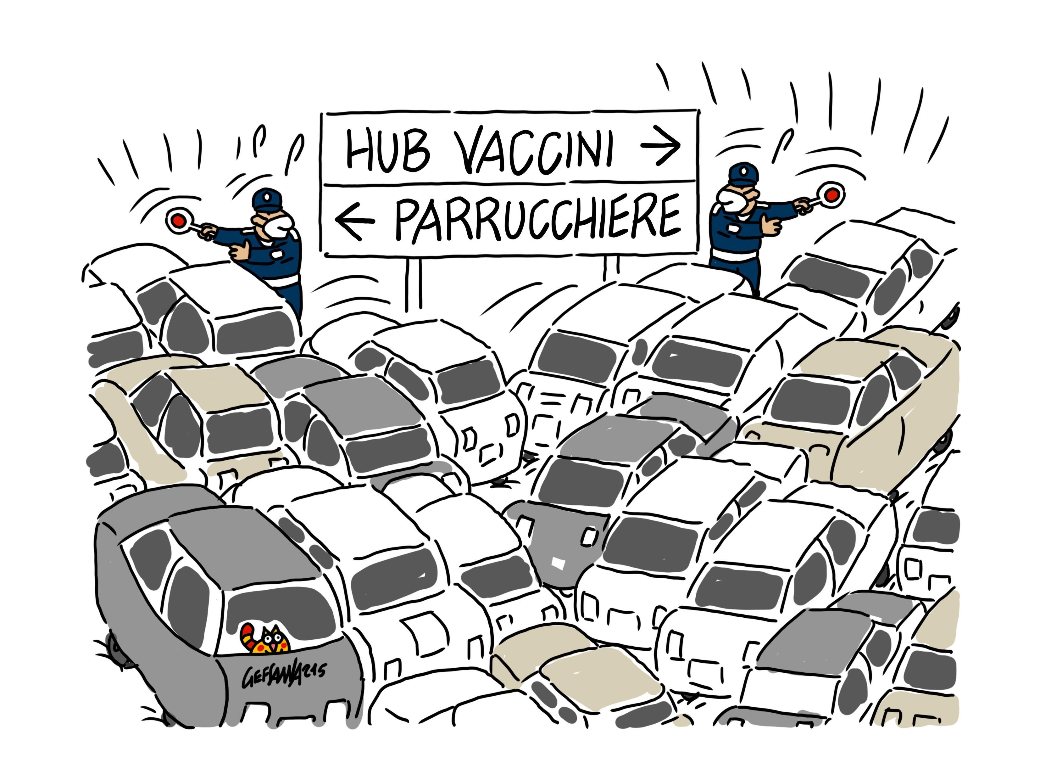 La vignetta di Gef: zona arancione, riaprono negozi e parrucchieri