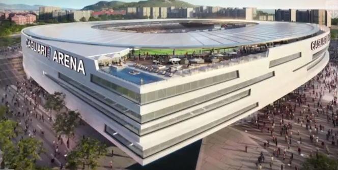 Un rendering di come potrebbe essere il nuovo stadio del Cagliari