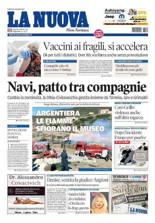 La Nuova Sardegna - Prima Pagina - 4 maggio 2021