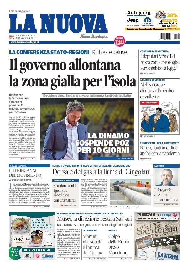 La Nuova Sardegna - Prima Pagina - 5 maggio 2021