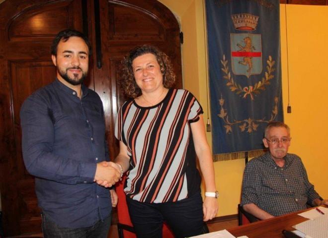 Belinda Guazzini insieme al sindaco Prestanti nel 2017